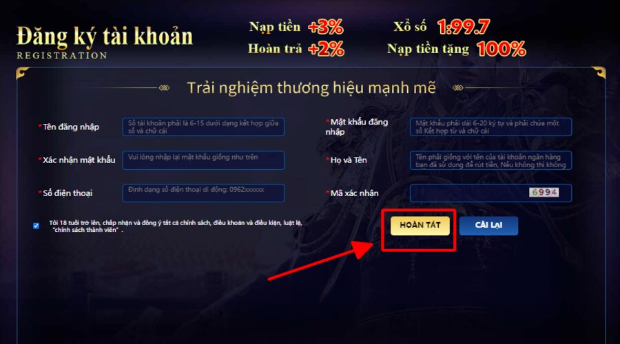 Sau khi chắc chắn mọi dữ liệu đều chính xác, bạn nhấn nút xác nhận để hoàn tất